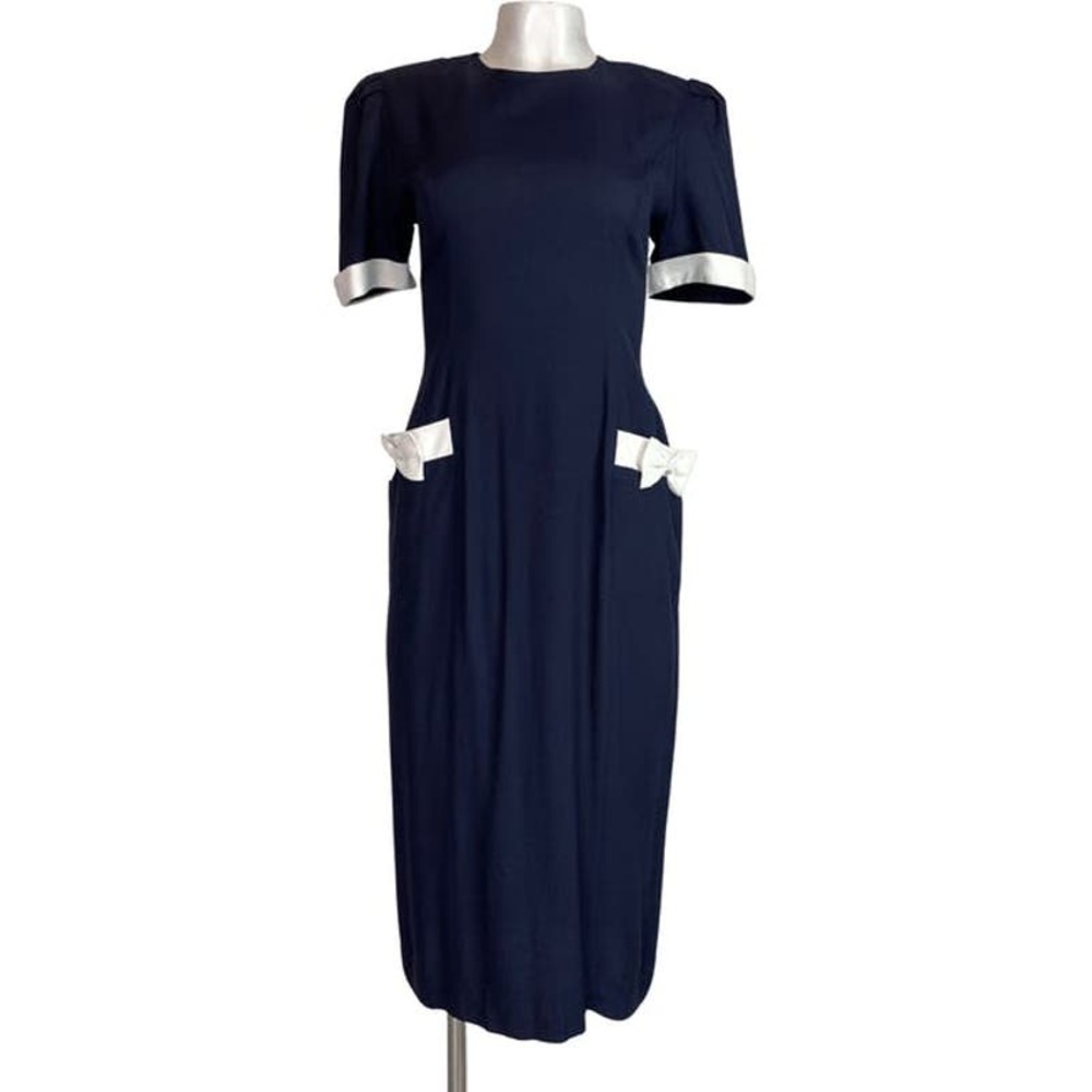 Navy and White Sailor 80s Hampton Dress Co. Petites